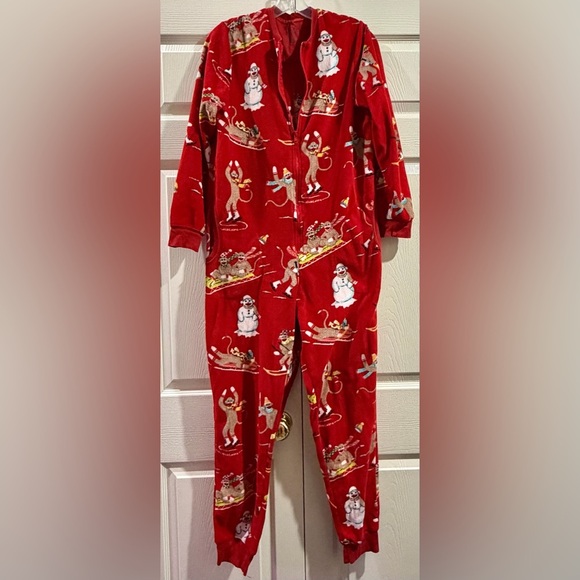 Nick & Nora Other - Nick & Nora Vtg Sock Monkey Pjs skate Red pajamas sleeper one piece Size Small